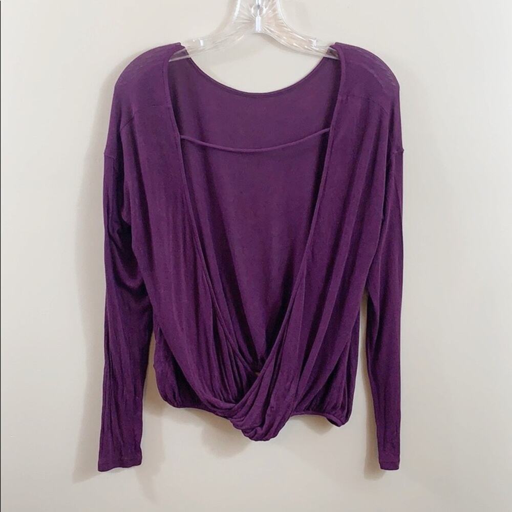 Free People Laguna Open Sexy Back Blouse in Plum Purple